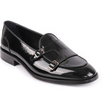 Carlton Short Cut Patent Leather Double Monk Loafers // Black (US: 14)