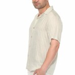 Men's Resort Style Casual Striped Lightweight Rayon Blend Shirt // Sandstone (M)