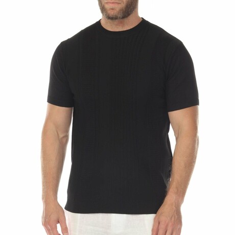 Men's Stylish Premium Knit Textured T-Shirt // Black (S)