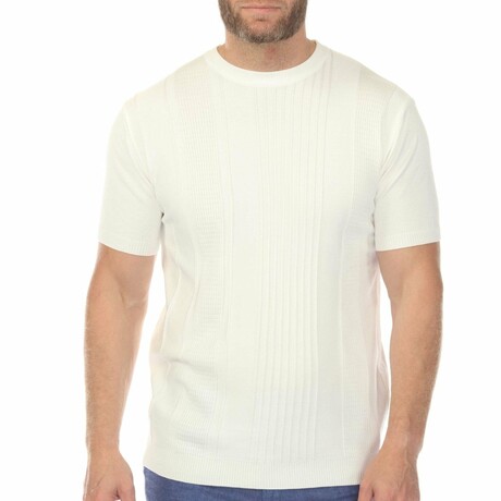 Men's Stylish Premium Knit Textured T-Shirt // White (S)