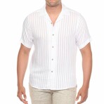 Men's Resort Style Casual Striped Lightweight Rayon Blend Shirt // White (S)