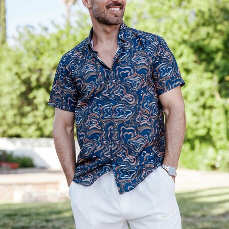 Men’s Radiant Abstract Short Sleeve Stretch Shirt (S)