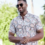 Men’s Multi Abstract Short Sleeve Stretch Shirt (M)