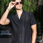 Men's Textured Button Down Knit Shirt // Black (M)