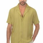 Men's Textured Button Down Knit Shirt // Olive (M)