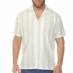 Men's Riviera Textured Button Down Knit Shirt // White/Blue (M)