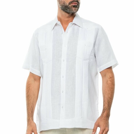 Men's 100% Linen Two-Pocket Design Guayabera Shirt // Short Sleeve (XS)