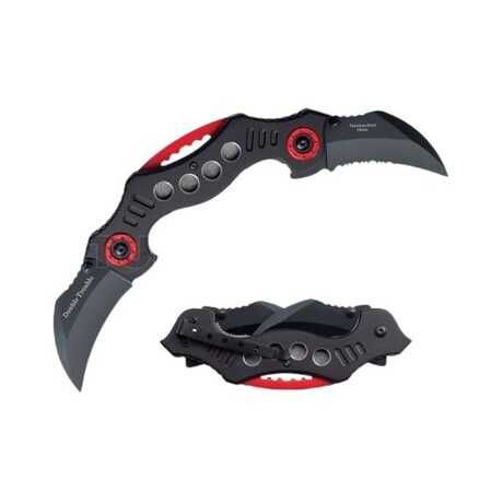 Spring Assisted Knife // PK-810 // Doble Trouble (Silver/Red)