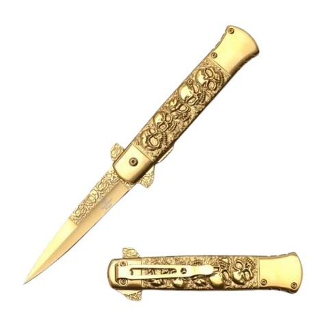 Spring Assisted Knife // SE-1022 // Skulls (Silver)