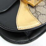 Gucci // GG Supreme Canvas + Leather Tiger Head Shoulder Bag // Beige + Black + Gold // Pre-Owned