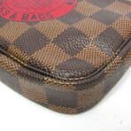 Louis Vuitton // Damier-Coated Canvas Mini Pochette T&B Handbag // Damier Ebene + Red // Pre-Owned