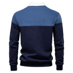 Block Long Sleeved Polo Shirt // Blue (XS)