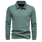 Solid Long Sleeve Polo Shirt // Light green (S)