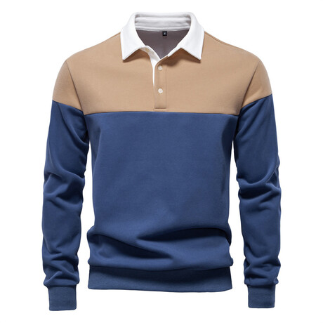 Block Long Sleeved Polo Shirt // Apricot (XS)