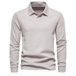 Solid Long Sleeve Polo Shirt // Apricot (S)