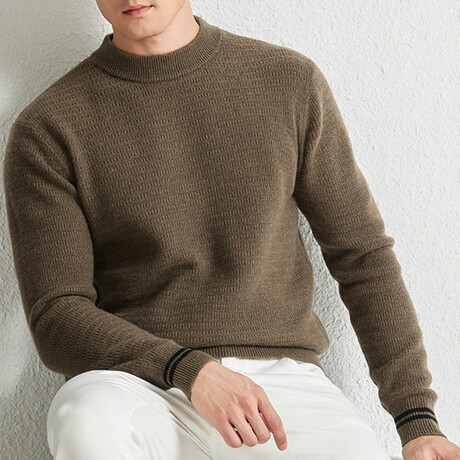 Textured Mock Neck Sweater // Brown (XS)