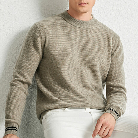 Textured Mock Neck Sweater // Light Green (XS)