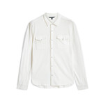 Arvon // Long Sleeve Knit Western Knit Shirt // White (M)