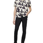 Danny // Short Sleeve Camp Collar Shirt // Black / White (S)