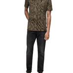 Ramsey // Short Sleeve Ikat Burnout Crew Knit Tee // Kelp (S)