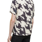 Danny // Short Sleeve Camp Collar Shirt // Black / White (S)