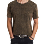 Gould // Short Sleeve Crew Knit Tee with Spray Effect // Sienna Brown (XS)