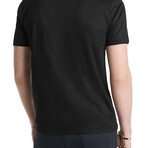 Astor // Regular Fit — Short Sleeve V-Neck Knit Tee // Black (S)