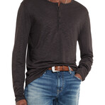 Danville // Regular Fit — Long Sleeve Henley // Espresso (XS)