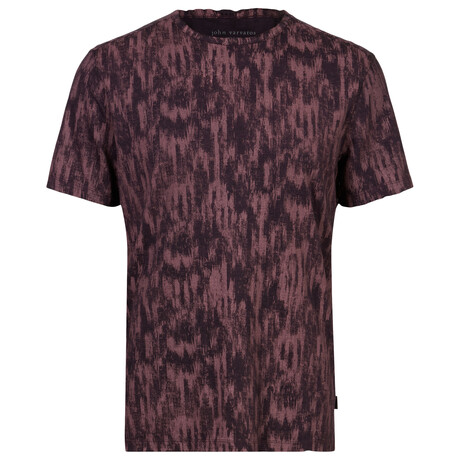 Ramsey // Short Sleeve Ikat Burnout Crew Knit Tee // Dry Fig (S)