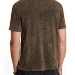 Gould // Short Sleeve Crew Knit Tee with Spray Effect // Sienna Brown (XS)