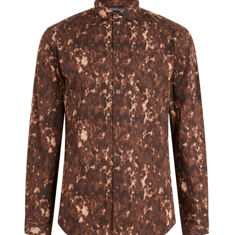 Slim // Fit Sport Shirt with Wire Collar // Burnt Clay (XS)