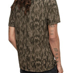 Ramsey // Short Sleeve Ikat Burnout Crew Knit Tee // Kelp (S)