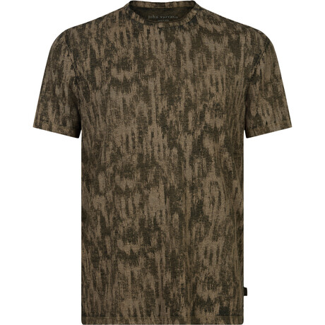 Ramsey // Short Sleeve Ikat Burnout Crew Knit Tee // Kelp (S)