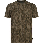 Ramsey // Short Sleeve Ikat Burnout Crew Knit Tee // Kelp (S)