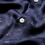 Ross // Long Sleeve Sport Shirt with Floral Print // Twilight Blue (XS)