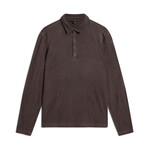 Adam // Long Sleeve Polo in Freeform Knit // Dark Brown (XS)