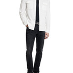 Arvon // Long Sleeve Knit Western Knit Shirt // White (M)