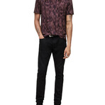 Ramsey // Short Sleeve Ikat Burnout Crew Knit Tee // Dry Fig (S)