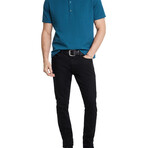 Maurice // Popover Shirt in Printed Fabric // Petrol Blue (XS)