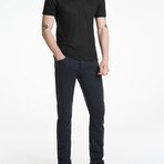 Astor // Regular Fit — Short Sleeve V-Neck Knit Tee // Black (S)