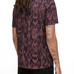 Ramsey // Short Sleeve Ikat Burnout Crew Knit Tee // Dry Fig (S)