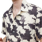 Danny // Short Sleeve Camp Collar Shirt // Black / White (S)