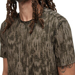 Ramsey // Short Sleeve Ikat Burnout Crew Knit Tee // Kelp (S)