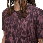 Ramsey // Short Sleeve Ikat Burnout Crew Knit Tee // Dry Fig (S)