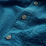 Maurice // Popover Shirt in Printed Fabric // Petrol Blue (XS)