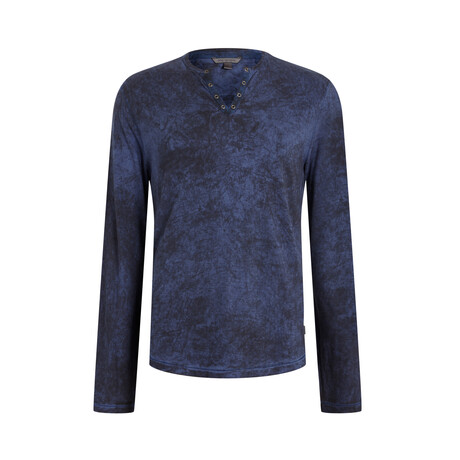 Ash // Long Sleeve Grommet Henley with Placket // Twilight Blue (XL)