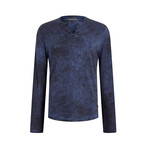 Ash // Long Sleeve Grommet Henley with Placket // Twilight Blue (XL)