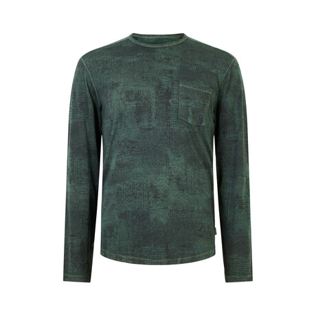 Atkins // Long Sleeve Chipped Wall Print Sport Shirt // Dried Sage (S)