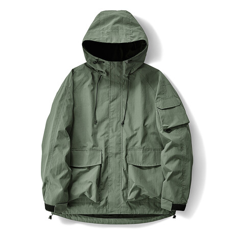 Zip-Up Hooded Jacket // Dark Green (XS)
