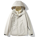 High Neck Zip-Up Hooded Jacket  // Milky (S)